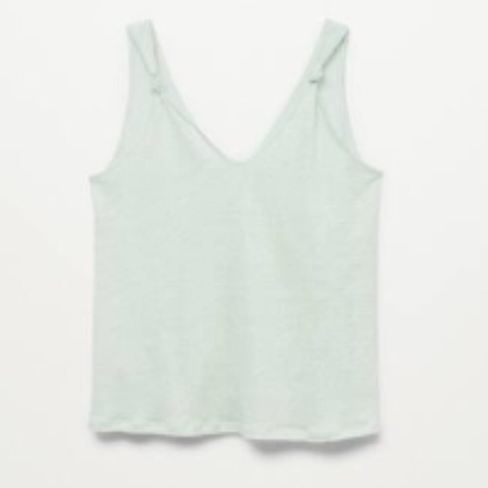 Mango S Pastel Green 100% Linen Top NWT